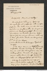 Nachlass Franz Steindachner, Brief von Chr. Lütken an Franz Steindachner (15.08.1876), Inv.Nr. 317.06, Seite 1